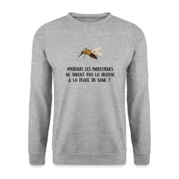 pourquoi les moustiques ne sucent pas la graisse - Sweat-shirt Unisexe - gris chiné - Devant - Alina (178cm) & Michal (187cm)