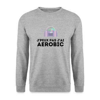 j'peux pas j'ai aerobic tshirt pull humour - Sweat-shirt Unisexe - gris chiné - Devant - Alina (178cm) & Michal (187cm)
