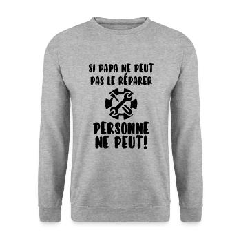 Papa bricoleur - Sweat-shirt Unisexe - gris chiné - Devant - Alina (178cm) & Michal (187cm)