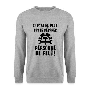 Papa bricoleur - Sweat-shirt Unisexe - gris chiné - Devant - Alina (178cm) & Michal (187cm)