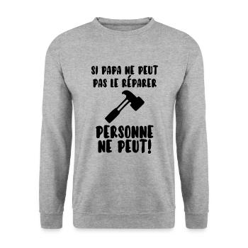 Papa bricoleur - Sweat-shirt Unisexe - gris chiné - Devant - Alina (178cm) & Michal (187cm)