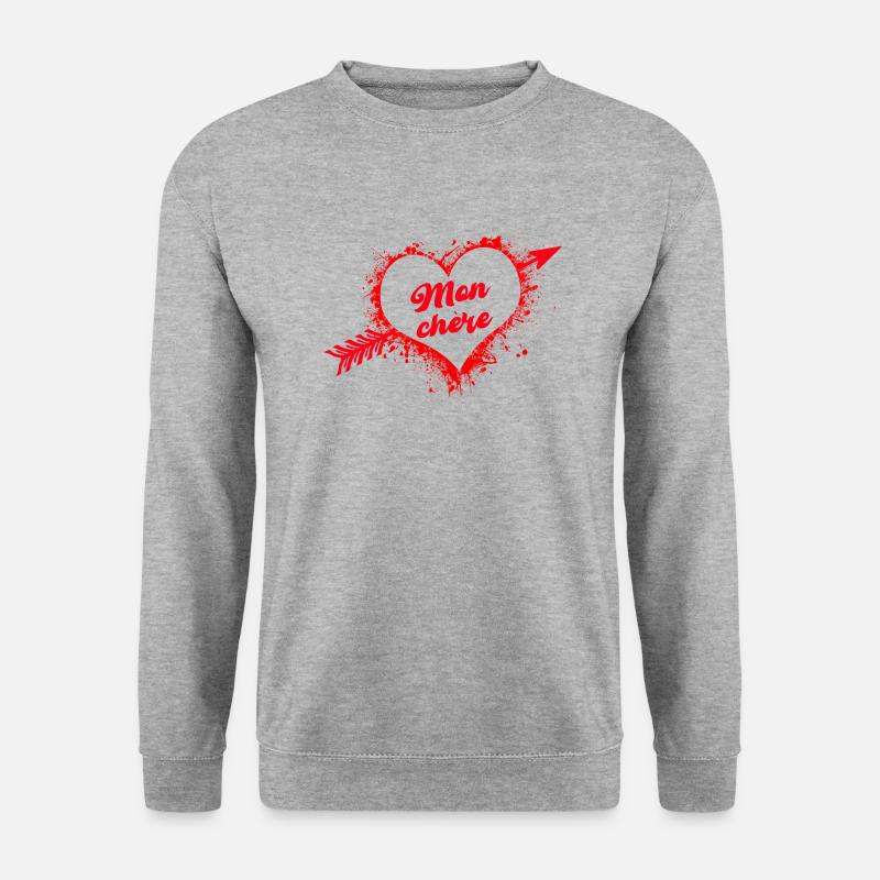 Mon Chere Mein Schatz Liebende Paare Romantik - Unisex Pullover - Weißgrau meliert
