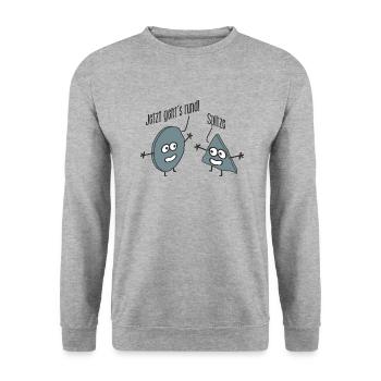 Jetzt Geht's Rund – Kreis - Dreieck - Mathematik - Unisex Pullover - Weißgrau meliert - Vorne - Alina (178cm) & Michal (187cm)