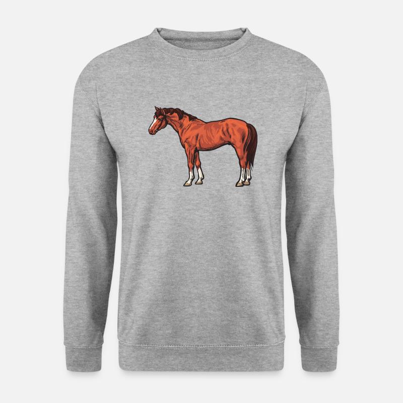 Pferde - Unisex Pullover - Weißgrau meliert