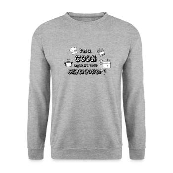 Koch - Cook - Superpower - Unisex Pullover - Weißgrau meliert - Vorne - Alina (178cm) & Michal (187cm)