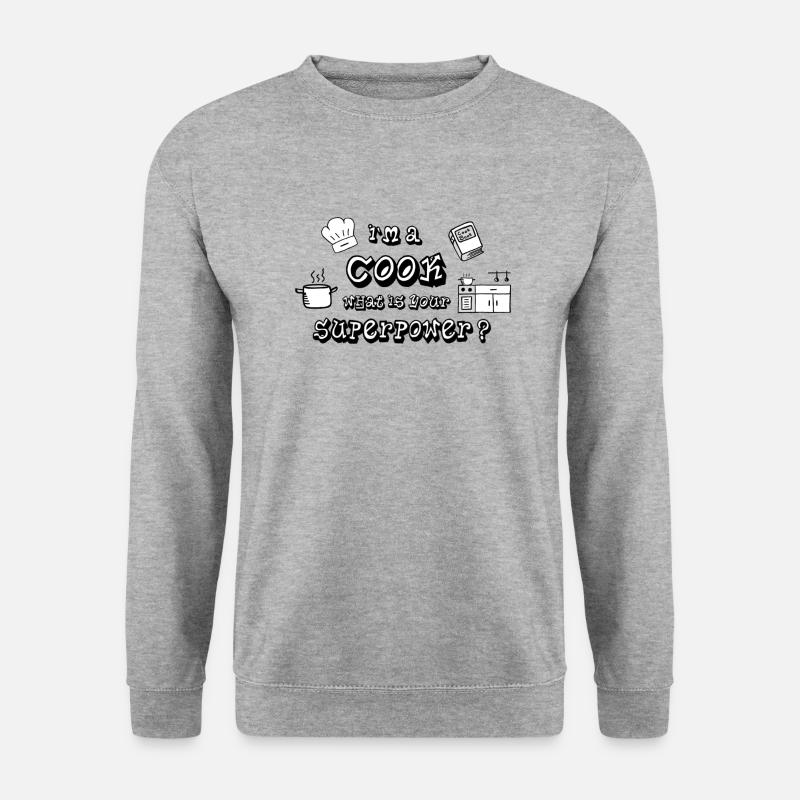 Koch - Cook - Superpower - Unisex Pullover - Weißgrau meliert
