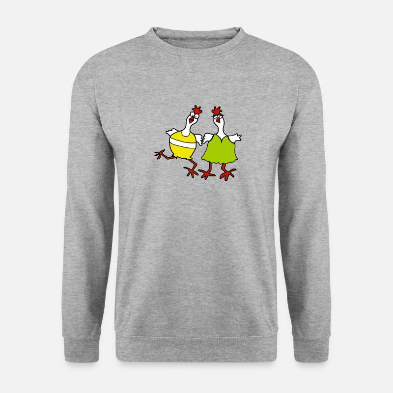 Zwei lustige Hühner - Unisex Pullover - Weißgrau meliert