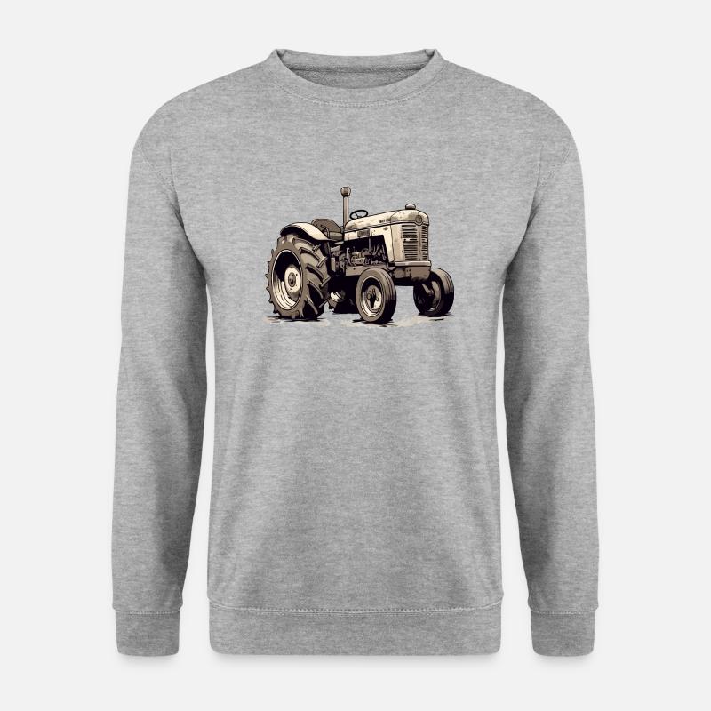 Altmodischer Traktor - Unisex Pullover - Weißgrau meliert