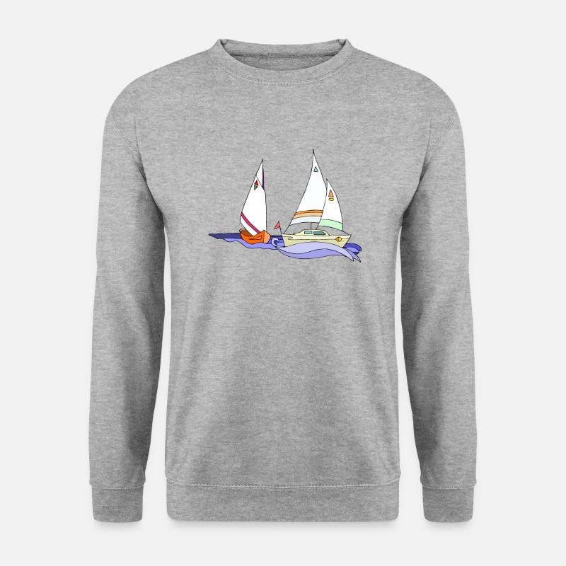 Segelboote - Unisex Pullover - Weißgrau meliert