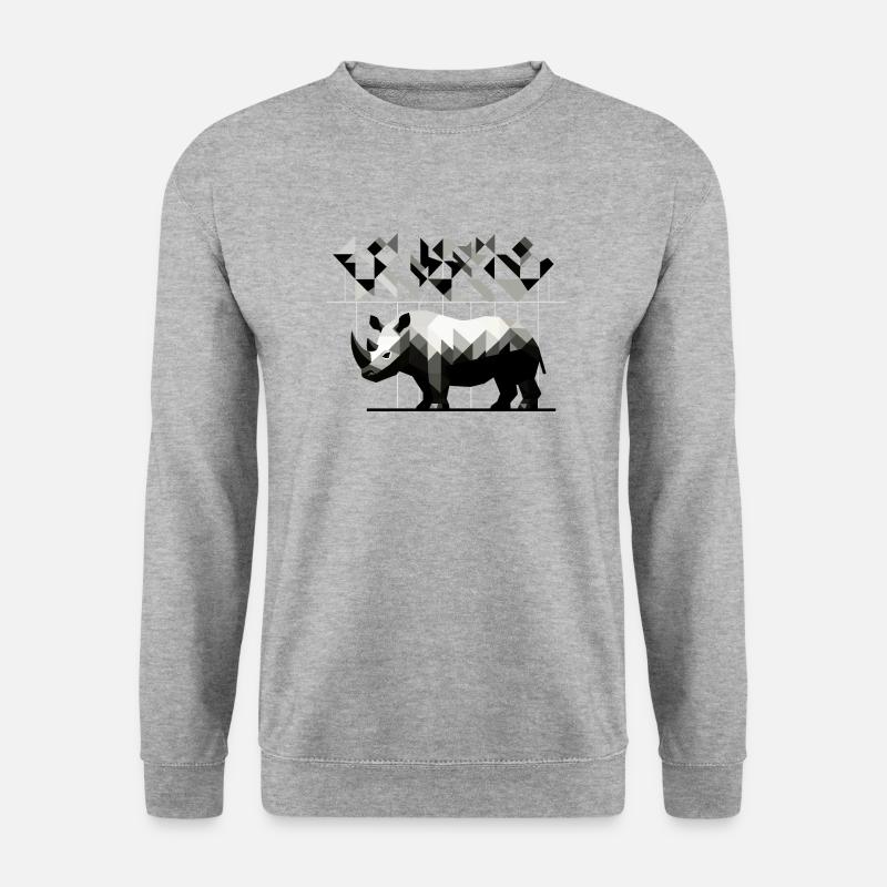Geometrisches Nashorn - Unisex Pullover - Weißgrau meliert