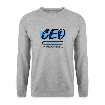 CEO In Progress, CEO Shirts, Motivational Quotes - Unisex Sweatshirt - salt & pepper - Front - Alina (178cm) & Michal (187cm)
