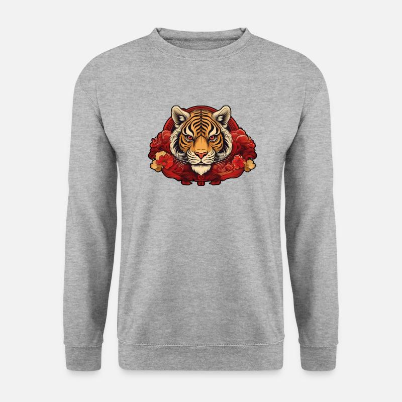 Tiger with Background - Unisex Pullover - Weißgrau meliert