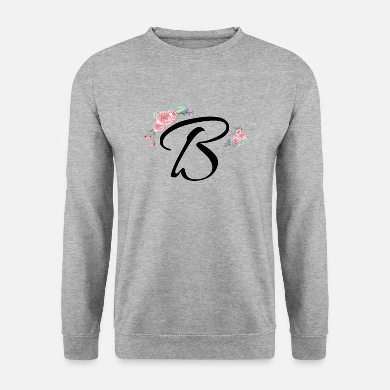 Buchstabe b Blumen - Unisex Pullover - Weißgrau meliert
