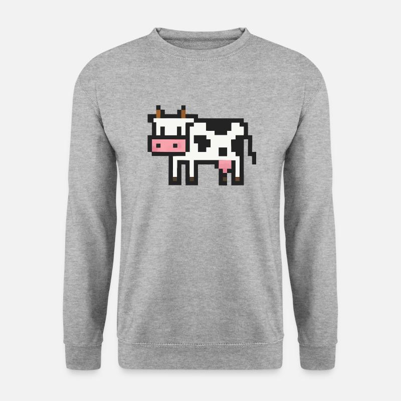 kuh pixel - Unisex Pullover - Weißgrau meliert