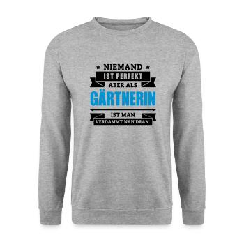 Funshirt Gärtnerin - Unisex Pullover - Weißgrau meliert - Vorne - Alina (178cm) & Michal (187cm)