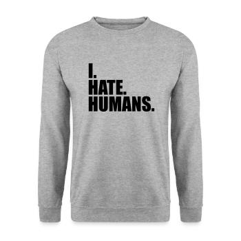 cool logo humains texte autocollant vas te faire encule - Sweat-shirt Unisexe - gris chiné - Devant - Alina (178cm) & Michal (187cm)
