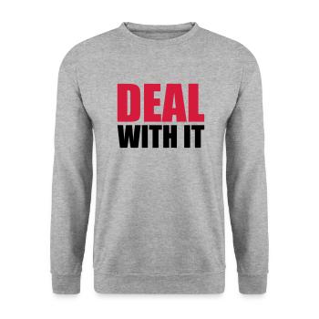 spruch cool text deal with it entspann dich ruhe b - Unisex Pullover - Weißgrau meliert - Vorne - Alina (178cm) & Michal (187cm)