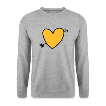 Heart - Unisex Pullover - Weißgrau meliert - Vorne - Alina (178cm) & Michal (187cm)