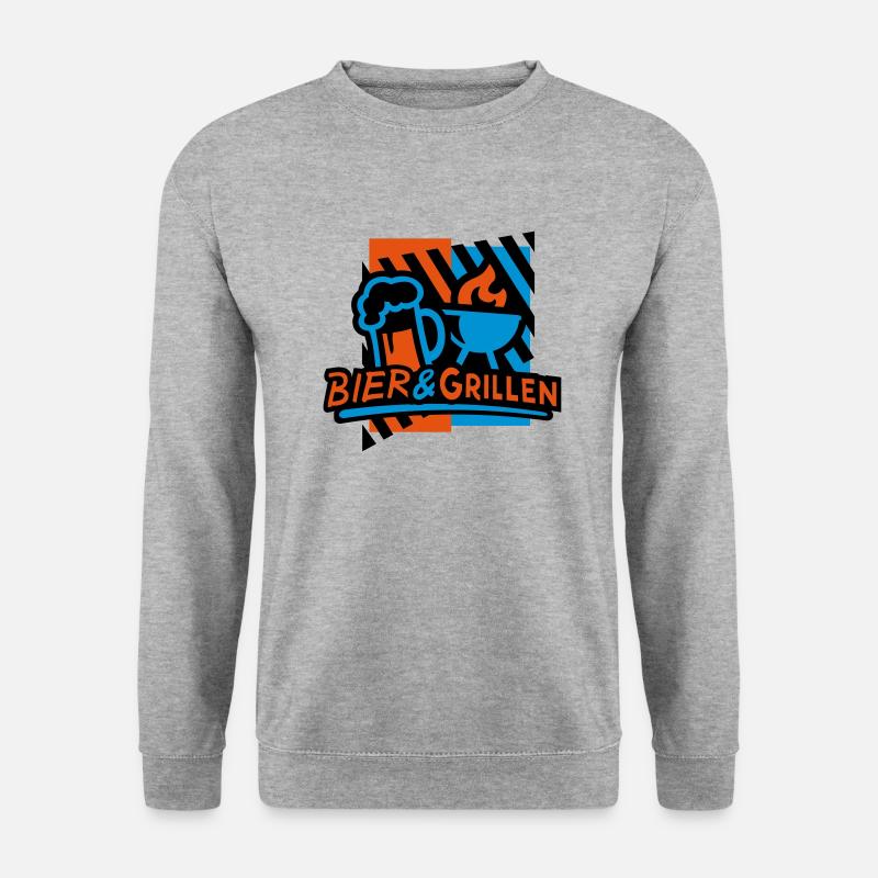 Bier & Grillen 02 - Unisex Pullover - Weißgrau meliert