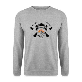 Helmet and respiratory protection with crossed axes Fire brigade - Unisex Sweatshirt - salt & pepper - Front - Alina (178cm) & Michal (187cm)