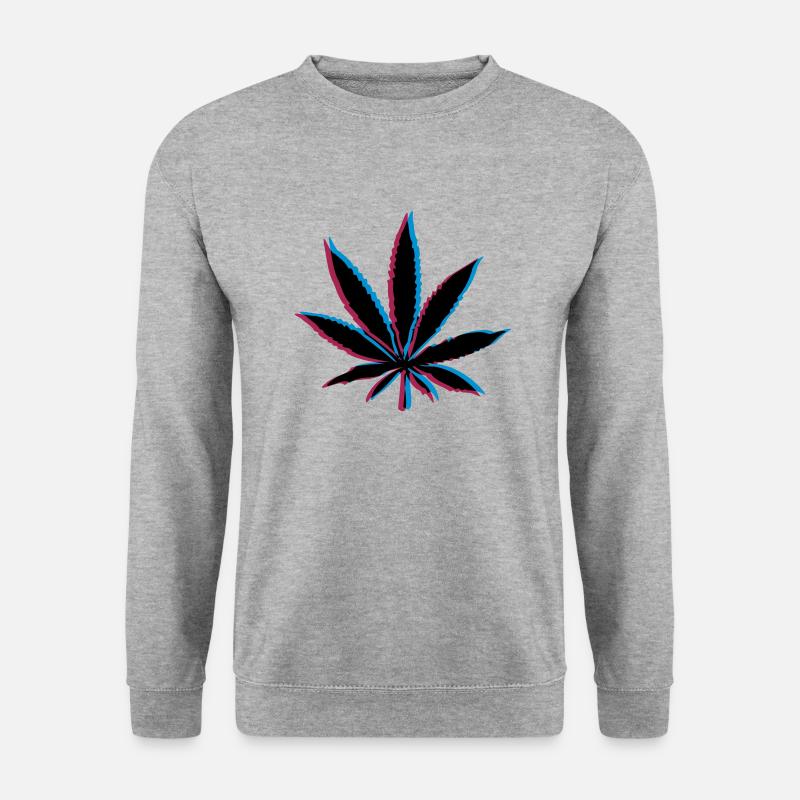 3D Effekt Weed - Unisex Pullover - Weißgrau meliert