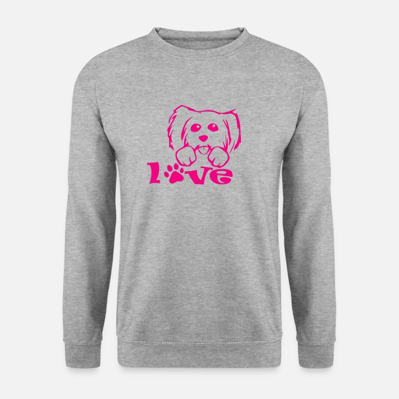 Dog Hund - Unisex Pullover - Weißgrau meliert