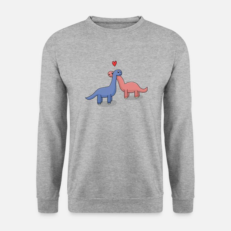 Langhals Dino Paar - Unisex Pullover - Weißgrau meliert