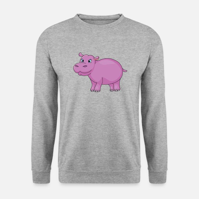 hippo cartoon - Unisex Pullover - Weißgrau meliert