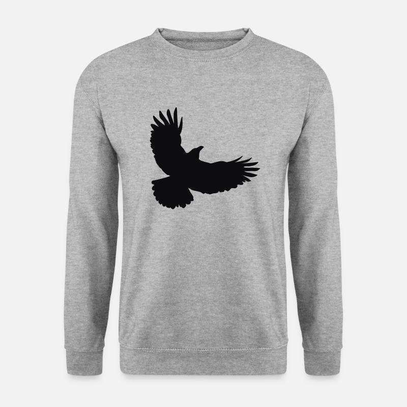 Ein Rabe fliegt in die Höhe - Unisex Pullover - Weißgrau meliert