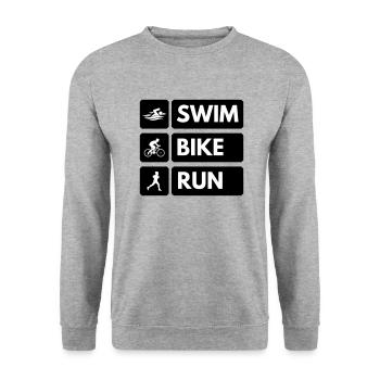 SWIM BIKE RUN - Unisex Pullover - Weißgrau meliert - Vorne - Alina (178cm) & Michal (187cm)