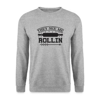 They see me Rollin - Unisex Sweatshirt - salt & pepper - Front - Alina (178cm) & Michal (187cm)