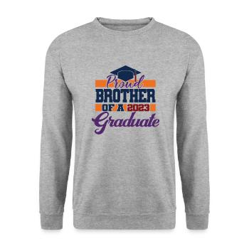 Stolzer Bruder eines Abschlussgeschenks 2023 - Unisex Pullover - Weißgrau meliert - Vorne - Alina (178cm) & Michal (187cm)