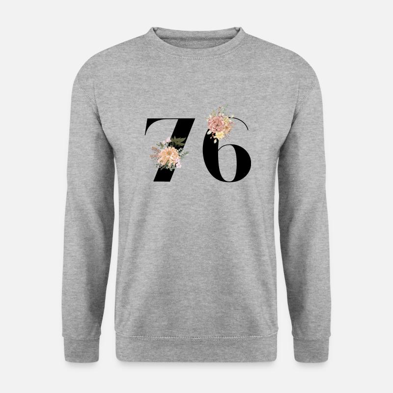 76e anniversaire fleuris (Cadeau de 76 ans) - Sweat-shirt Unisexe - gris chiné