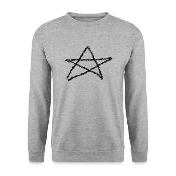 Pentagram Satan Devil Gothic Occult Witch Vector - Unisex Sweatshirt - salt & pepper - Front - Alina (178cm) & Michal (187cm)