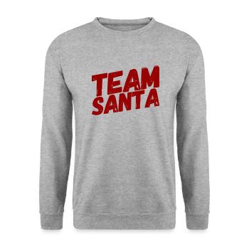 TEAM SANTA +++ Merry Christmas, X-Mas, Weihnachten - Unisex Pullover - Weißgrau meliert - Vorne - Alina (178cm) & Michal (187cm)