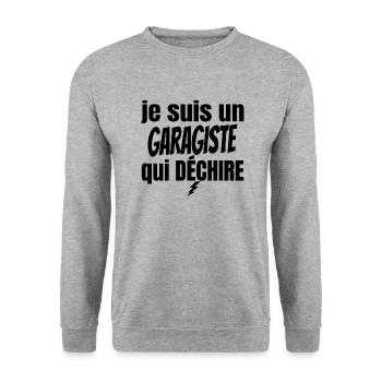 je suis un garagiste qui déchire - Sweat-shirt Unisexe - gris chiné - Devant - Alina (178cm) & Michal (187cm)