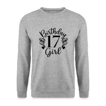 17th Birthday Girl, 17 Years Old Gift For Teens - Unisex Sweatshirt - salt & pepper - Front - Alina (178cm) & Michal (187cm)