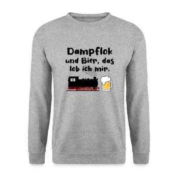 Dampflok Bier Eisenbahn Eisenbahner Spruch - Unisex Pullover - Weißgrau meliert - Vorne - Alina (178cm) & Michal (187cm)