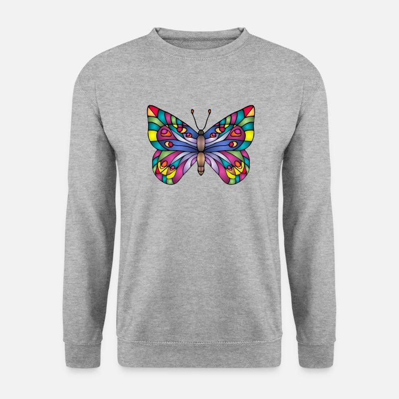 Bunter Schmetterling - Unisex Pullover - Weißgrau meliert
