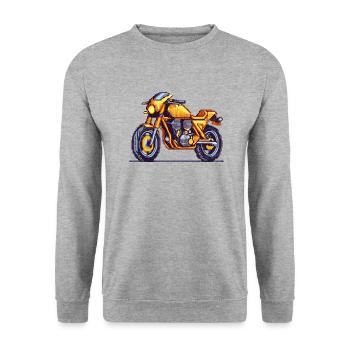 Moto rétro 16 bits au look pixel vintage - Sweat-shirt Unisexe - gris chiné - Devant - Alina (178cm) & Michal (187cm)