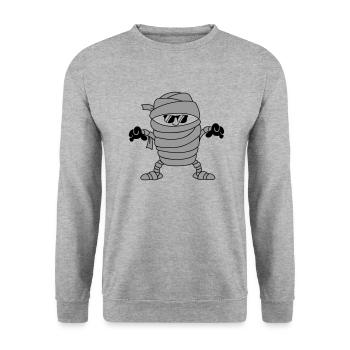 mumie sonnenbrille - Unisex Pullover - Weißgrau meliert - Vorne - Alina (178cm) & Michal (187cm)