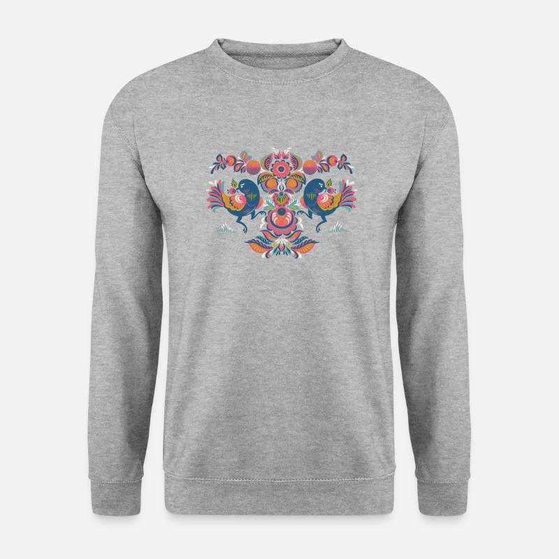 Vögel - Unisex Pullover - Weißgrau meliert