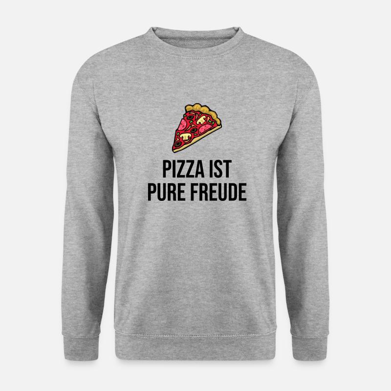 Pizza ist pure Freude - Unisex Pullover - Weißgrau meliert