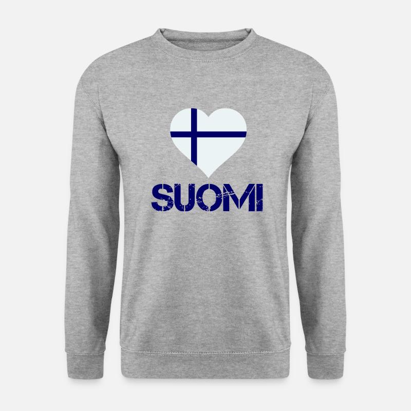 finnland herz suomi - Unisex Pullover - Weißgrau meliert