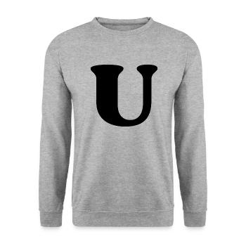 Lettre u - Sweat-shirt Unisexe - gris chiné - Devant - Alina (178cm) & Michal (187cm)