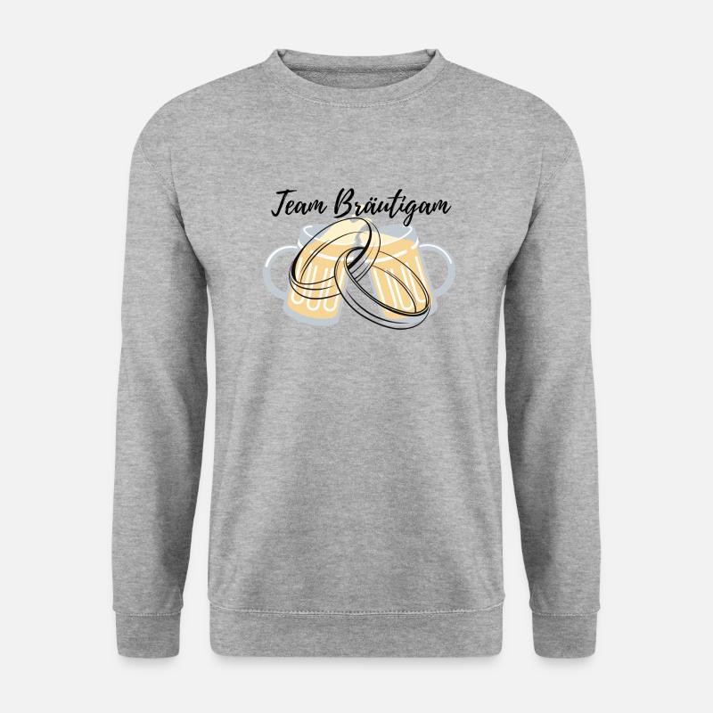 Team Bräutigam -Junggesellenabschied- Bier & Ringe - Unisex Pullover - Weißgrau meliert