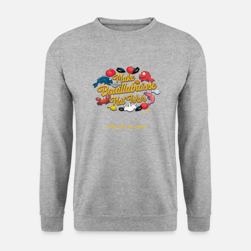 Machen Sie Bouillabaisse nicht zum Krieg und halten Sie das Meer sauber - Unisex Pullover - Weißgrau meliert
