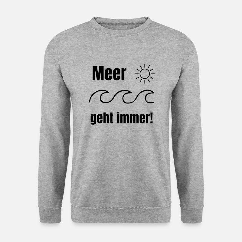 Meer geht immer, Sonne, Wellen - Unisex Pullover - Weißgrau meliert