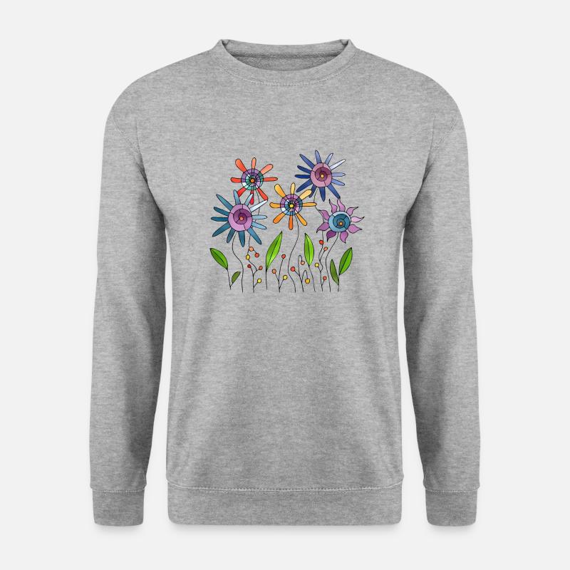 Blumen - Unisex Pullover - Weißgrau meliert