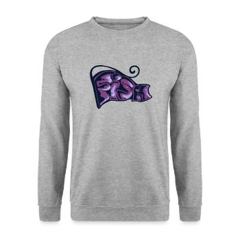 Graff Katze - Unisex Pullover - Weißgrau meliert - Vorne - Alina (178cm) & Michal (187cm)